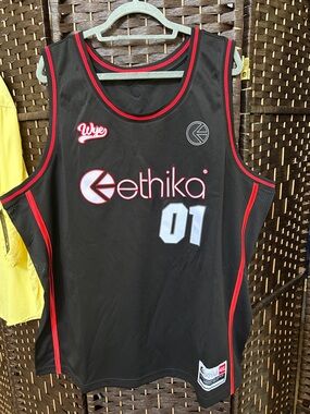 ethika Black Jersey with Red Trim and White Accents